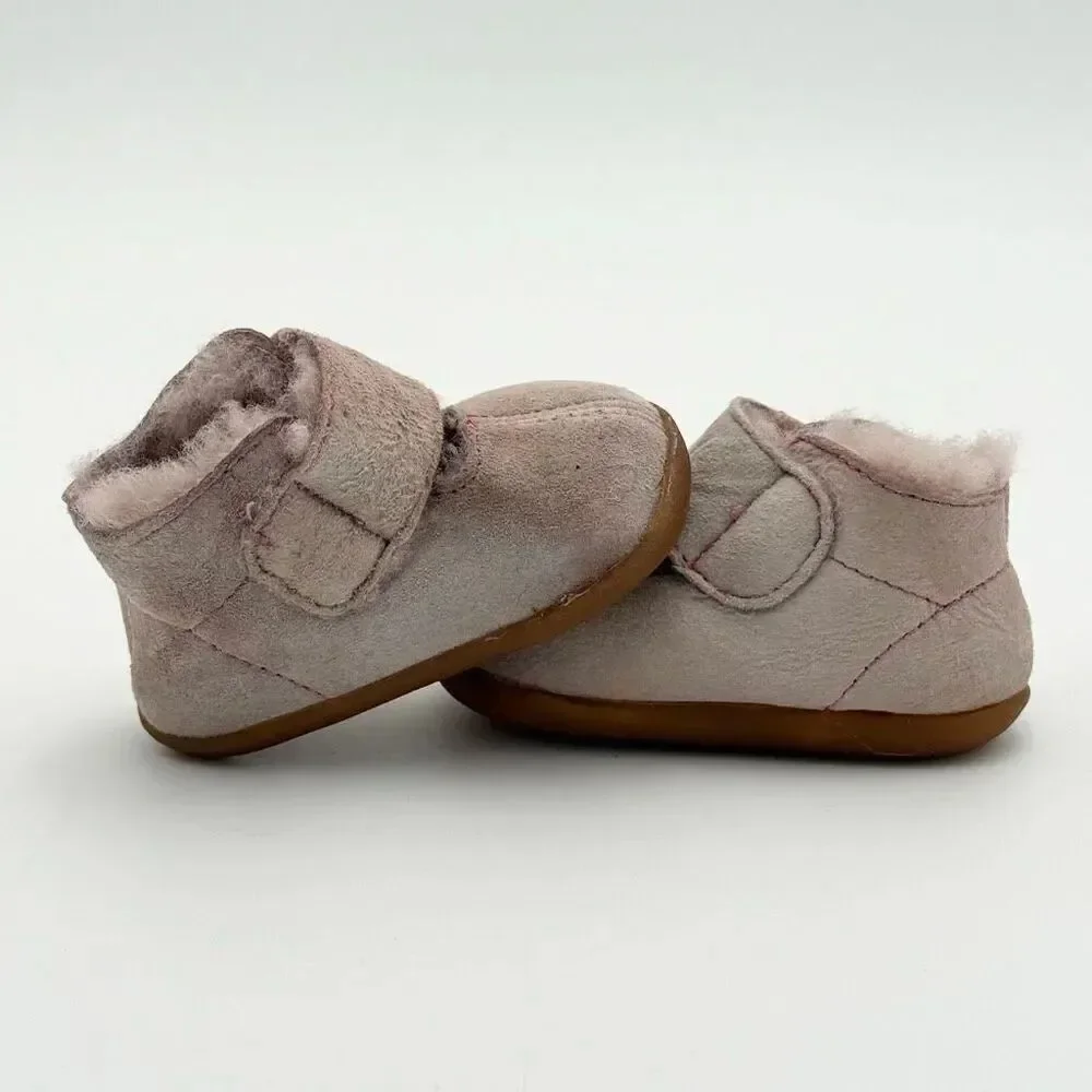 See Kai Run Infant Girls Avery Shearling First Walker Booties Hook and Loop Pink